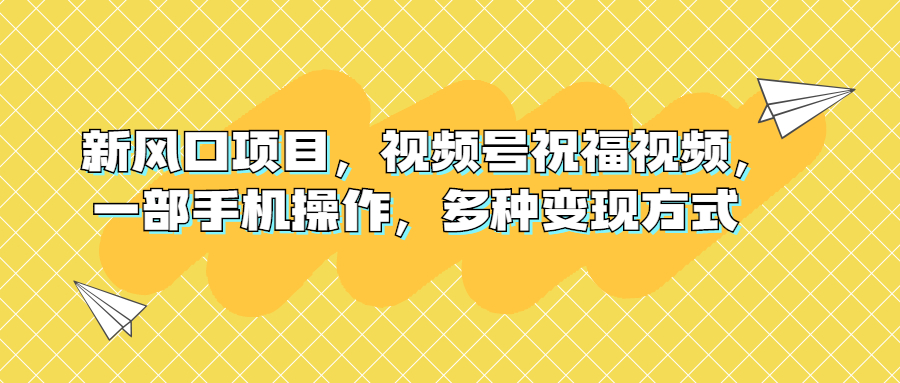 新风口项目，视频号祝福视频，一部手机操作，多种变现方式-源码网